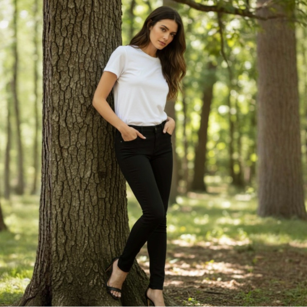Hudson Black Nico Mid Rise Ankle Super Skinny Jeans Size 24